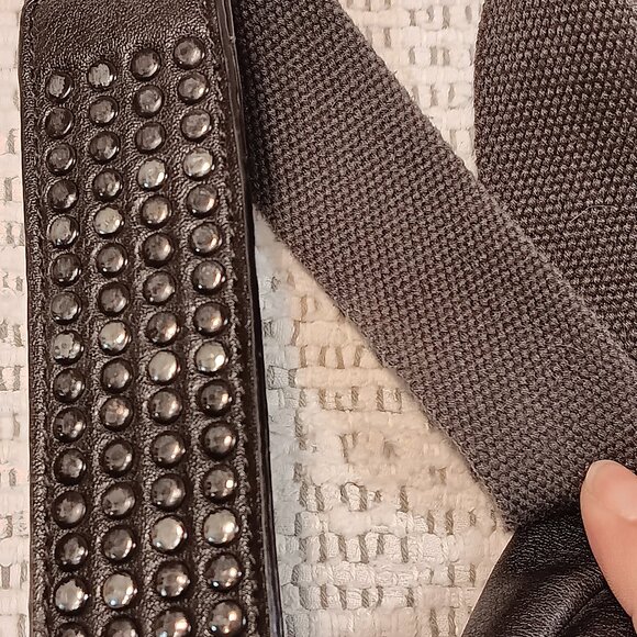 Moda Luxe black faux leather studded with tassel shoulder sling hobo bag purse - Picture 12 of 13